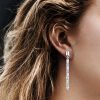 Baguette Cut Sterling Silver Drop Earrings - 2.30 CT. TW.