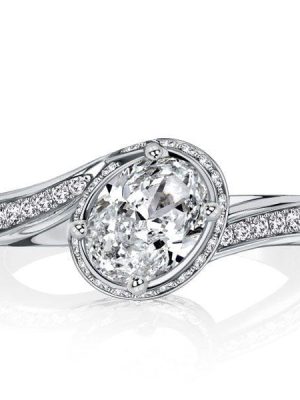 Bypass Oval Cut Engagement Ring with 1.47 CT. TW. Simulated Stones in Rhodium-Plated Sterling Silver