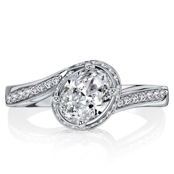 Bypass Oval Cut Engagement Ring with 1.47 CT. TW. Simulated Stones in Rhodium-Plated Sterling Silver