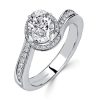 Bypass Oval Cut Engagement Ring with 1.47 CT. TW. Simulated Stones in Rhodium-Plated Sterling Silver