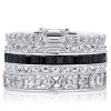 Emerald, Asscher & Baguette Black Sterling Silver Stackable Band Set - 7.17 CT TW
