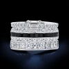 Emerald, Asscher & Baguette Black Sterling Silver Stackable Band Set - 7.17 CT TW