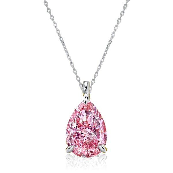 Pink Sapphire Pear Cut Necklace and Earrings Set in 925 Sterling Silver