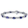 Sterling Silver Oval Cut Blue Sapphire Tennis Bracelet | 6.82 CT. TW