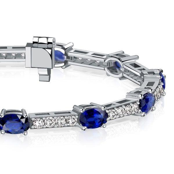 Sterling Silver Oval Cut Blue Sapphire Tennis Bracelet | 6.82 CT. TW