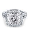 Sapphire Halo Bridal Set - Sterling Silver Engagement and Wedding Rings