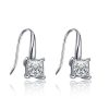 Princess Cut White Sapphire Drop Earrings in Sterling Silver