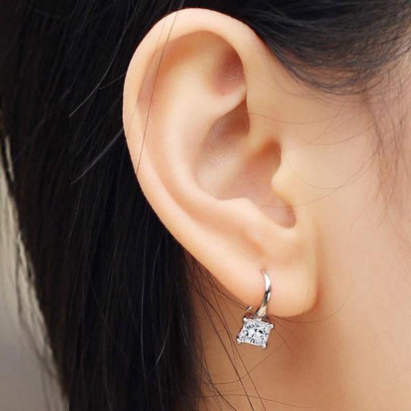 Princess Cut White Sapphire Drop Earrings in Sterling Silver