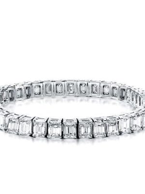 Emerald Cut Tennis Bracelet in Rhodium Plated 925 Sterling Silver