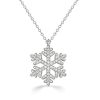 Sterling Silver White Sapphire Snowflake Necklace - Christmas Charm Pendant