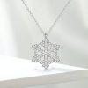 Sterling Silver White Sapphire Snowflake Necklace - Christmas Charm Pendant