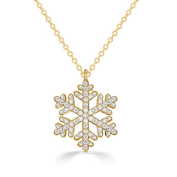 Sterling Silver White Sapphire Snowflake Necklace - Christmas Charm Pendant