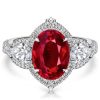 Oval Ruby Halo Engagement Ring - 925 Sterling Silver