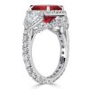 Oval Ruby Halo Engagement Ring - 925 Sterling Silver