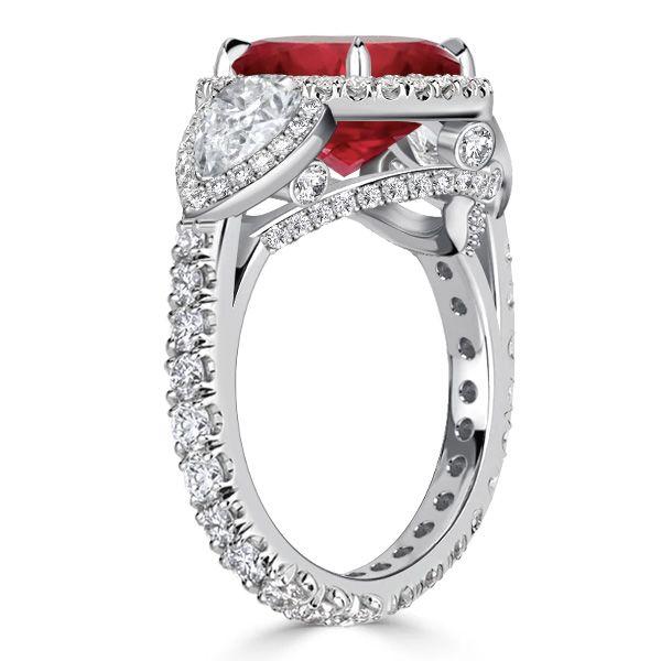 Oval Ruby Halo Engagement Ring - 925 Sterling Silver
