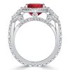 Oval Ruby Halo Engagement Ring - 925 Sterling Silver