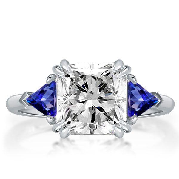 Princess Cut Three Stone Engagement Ring - Sterling Silver 925, 4.00 CT Center Stone