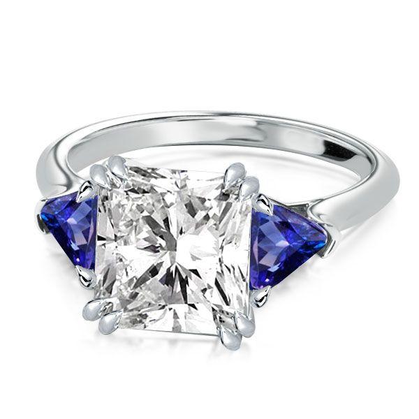 Princess Cut Three Stone Engagement Ring - Sterling Silver 925, 4.00 CT Center Stone