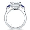 Princess Cut Three Stone Engagement Ring - Sterling Silver 925, 4.00 CT Center Stone
