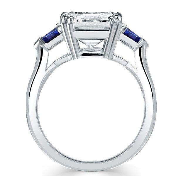 Princess Cut Three Stone Engagement Ring - Sterling Silver 925, 4.00 CT Center Stone