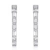 Rhodium Plated 925 Sterling Silver Baguette Hoop Earrings for Women