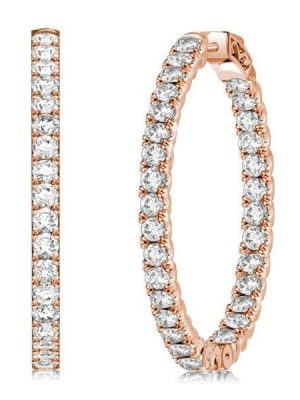 Sterling Silver Round Cut Inside-Out Hoop Earrings - 5.28 CT. TW.