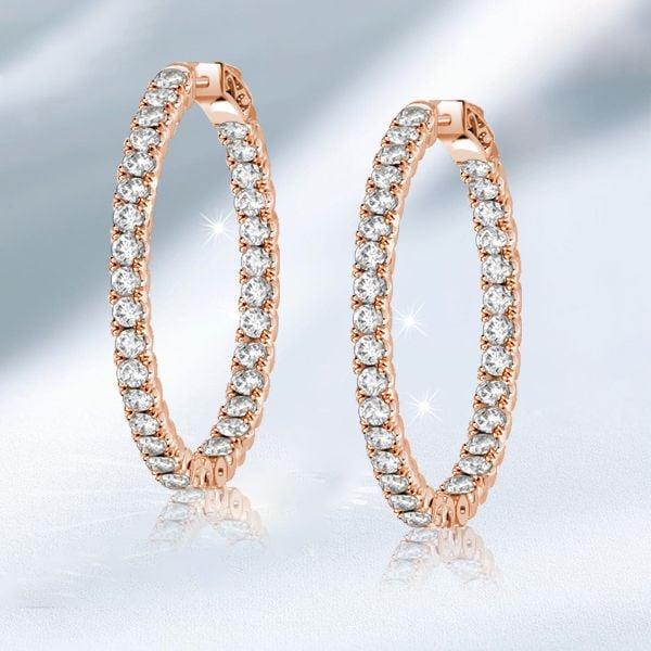 Sterling Silver Round Cut Inside-Out Hoop Earrings - 5.28 CT. TW.