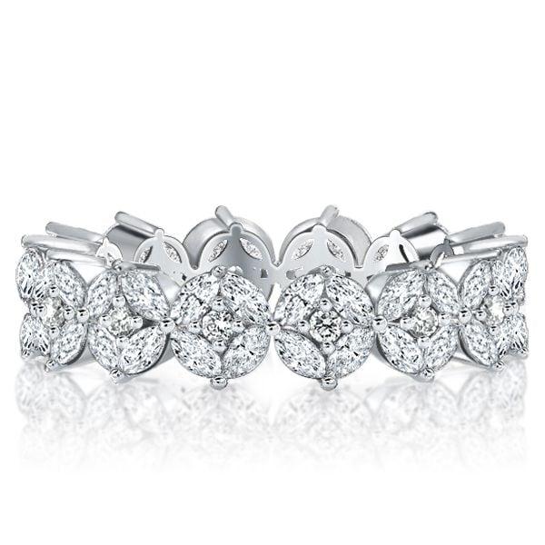 Marquise Cut Eternity Wedding Band for Women in 925 Sterling Silver
