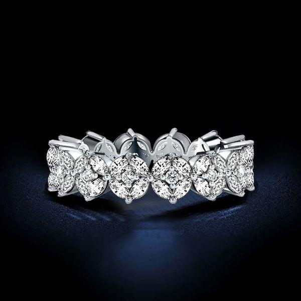 Marquise Cut Eternity Wedding Band for Women in 925 Sterling Silver