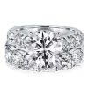 Cushion and Round Cut White Sapphire Bridal Set in Rhodium Plated Sterling Silver