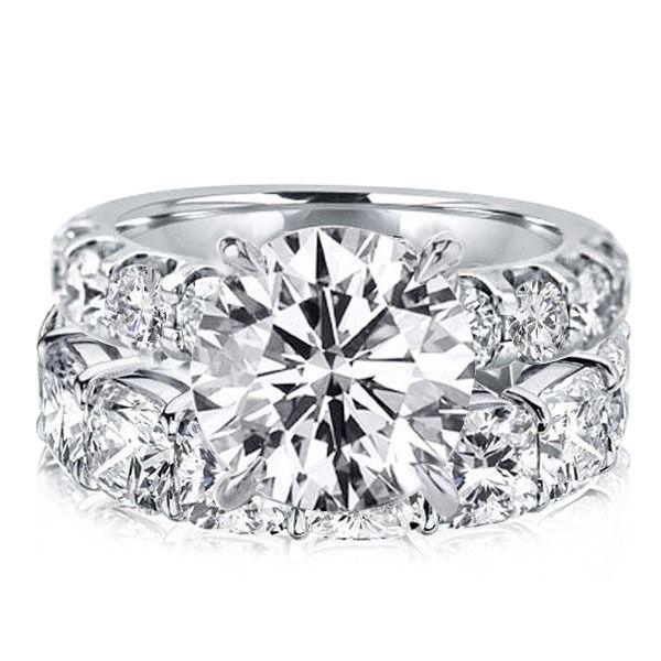Cushion and Round Cut White Sapphire Bridal Set in Rhodium Plated Sterling Silver