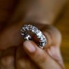 Cushion and Round Cut White Sapphire Bridal Set in Rhodium Plated Sterling Silver
