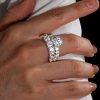 Cushion and Round Cut White Sapphire Bridal Set in Rhodium Plated Sterling Silver