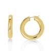 18K Gold Plated Sterling Silver Hoop Earrings for Women - Classic Lightweight Design