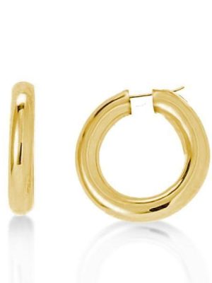 18K Gold Plated Sterling Silver Hoop Earrings for Women - Classic Lightweight Design