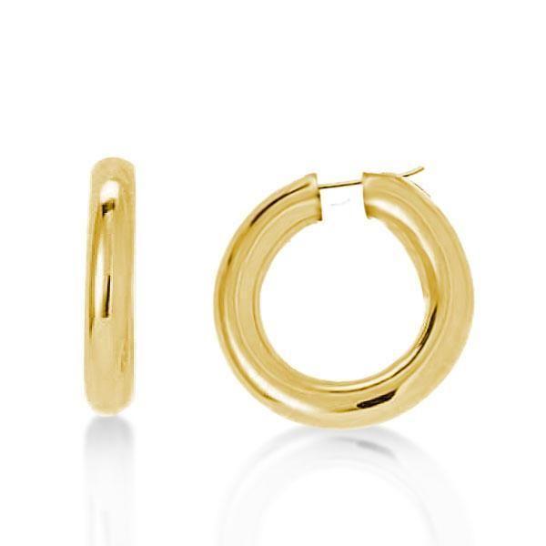 18K Gold Plated Sterling Silver Hoop Earrings for Women - Classic Lightweight Design