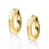 18K Gold Plated Sterling Silver Hoop Earrings for Women - Classic Lightweight Design