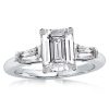 Emerald and Baguette Cut Three Stone Sterling Silver Bridal Set