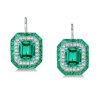 Luxury Emerald Green Double Halo Earrings - 925 Sterling Silver