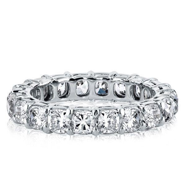 Eternity Created White Sapphire Cushion Cut Wedding Band in 925 Sterling Silver