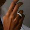 Eternity Created White Sapphire Cushion Cut Wedding Band in 925 Sterling Silver
