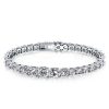 Classic Halo Oval Created White Sapphire Tennis Bracelet in Rhodium-Plated Sterling Silver