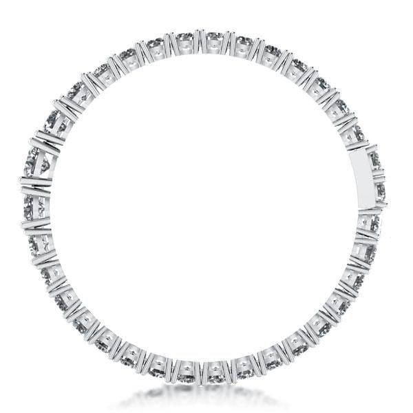 Classic Halo Oval Created White Sapphire Tennis Bracelet in Rhodium-Plated Sterling Silver