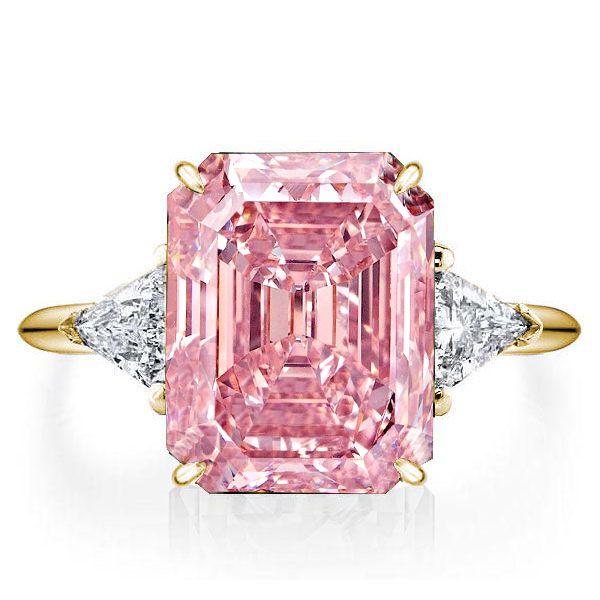 Emerald Cut Pink Simulated Diamond Engagement Ring in Sterling Silver