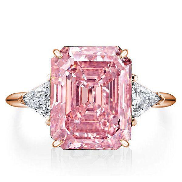 Emerald Cut Pink Simulated Diamond Engagement Ring in Sterling Silver