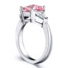 Emerald Cut Pink Simulated Diamond Engagement Ring in Sterling Silver