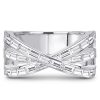Criss Cross Baguette Wedding Band - Sterling Silver, 2.40 CT TW, Rhodium Plated