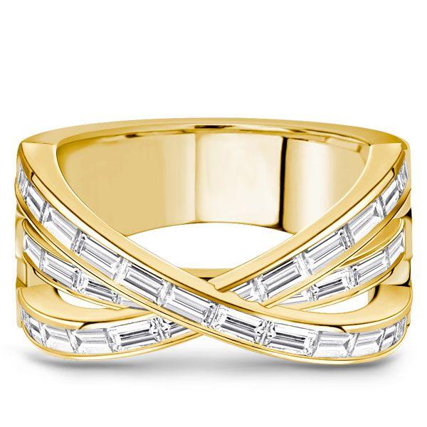 Criss Cross Baguette Wedding Band - Sterling Silver, 2.40 CT TW, Rhodium Plated