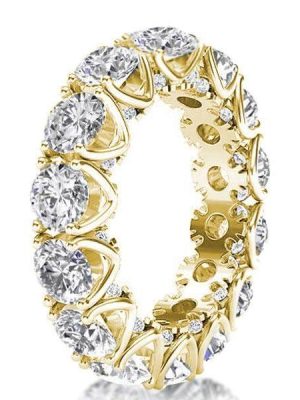 Golden Eternity Round Wedding Band - 18K Gold Plated Sterling Silver, 6.55 CT. TW.