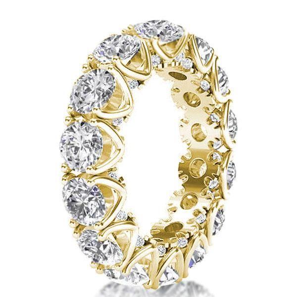 Golden Eternity Round Wedding Band - 18K Gold Plated Sterling Silver, 6.55 CT. TW.